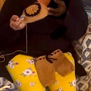 Handmade crochet newborn pants and hat set
